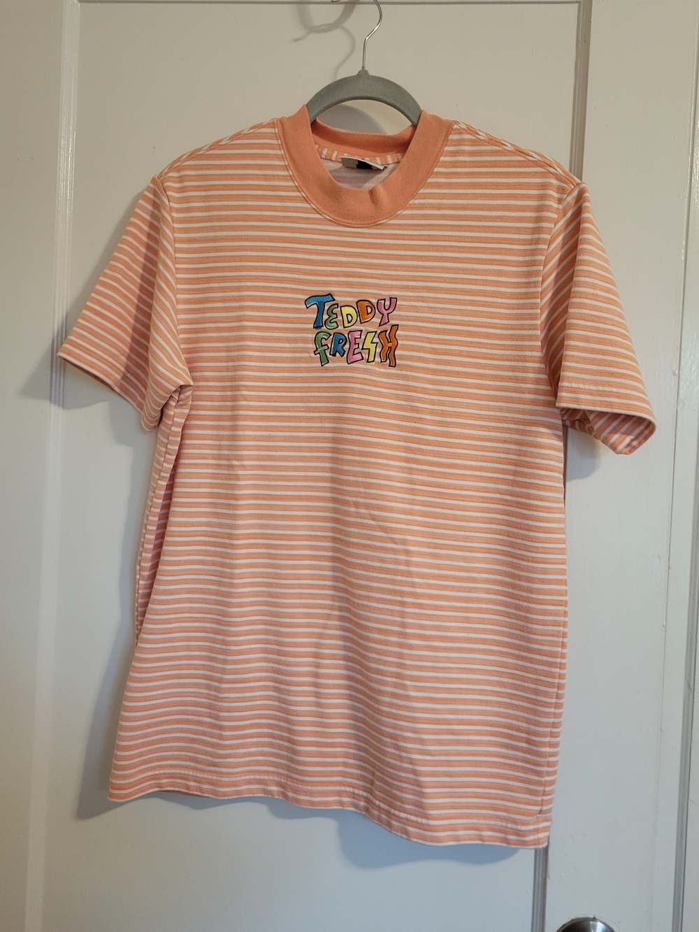 Teddy Fresh Orange and white Striped embroidered shirt
